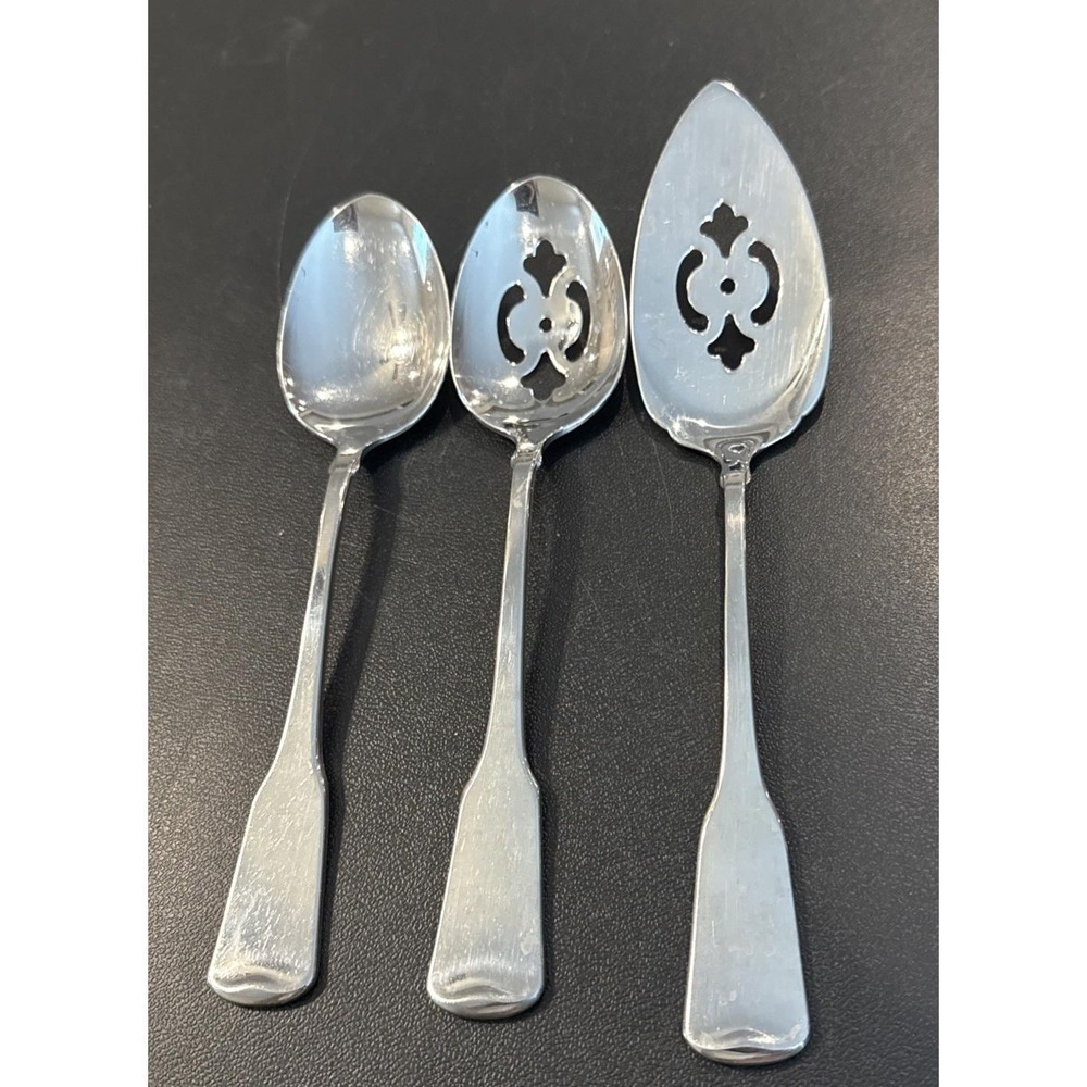 Oneida Cube Sandhurst Serving Set Spoon Pie Stainless Steel Flatware Set Of 3